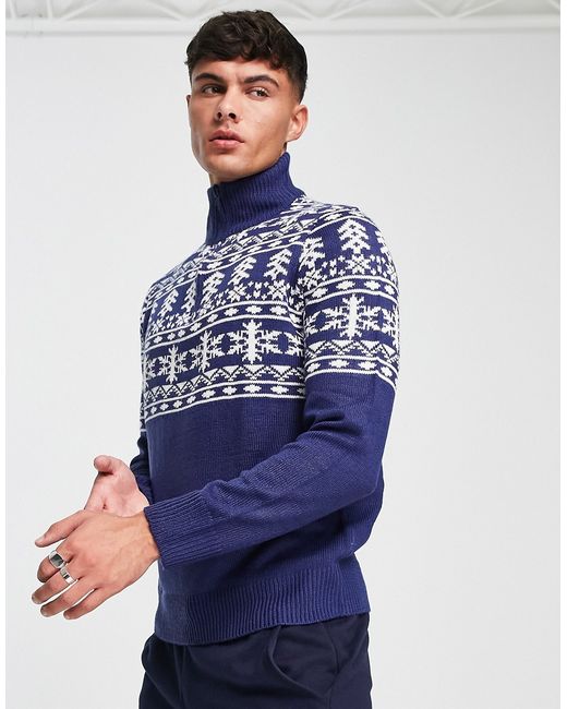 Another Influence fairisle half zip Christmas sweater in