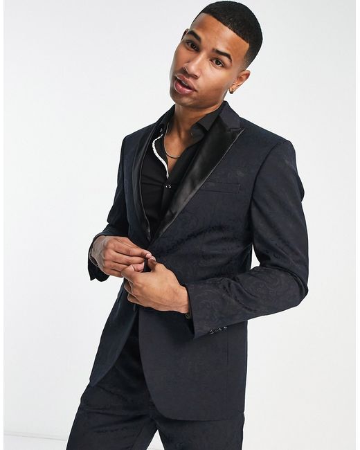 New Look slim suit jacket in jacquard