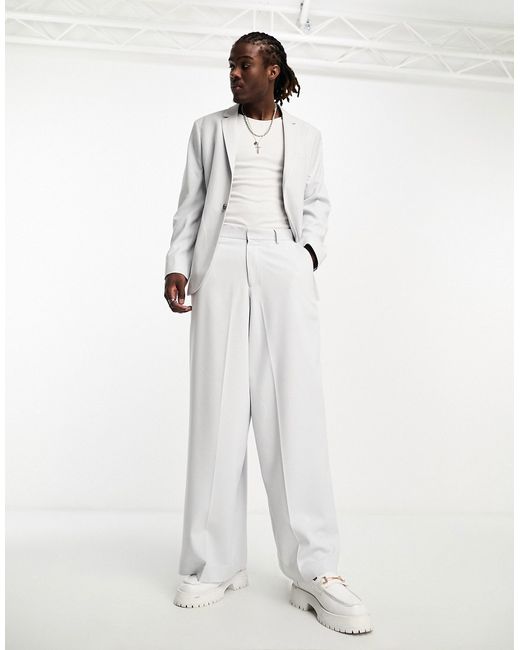 Asos Design extreme wide suit pants in mid micro texture