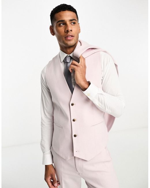 Asos Design slim oxford suit vest in
