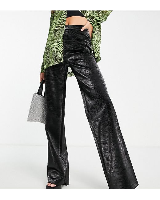 Asos Design Tall straight leg pants in iridescent croc faux leather