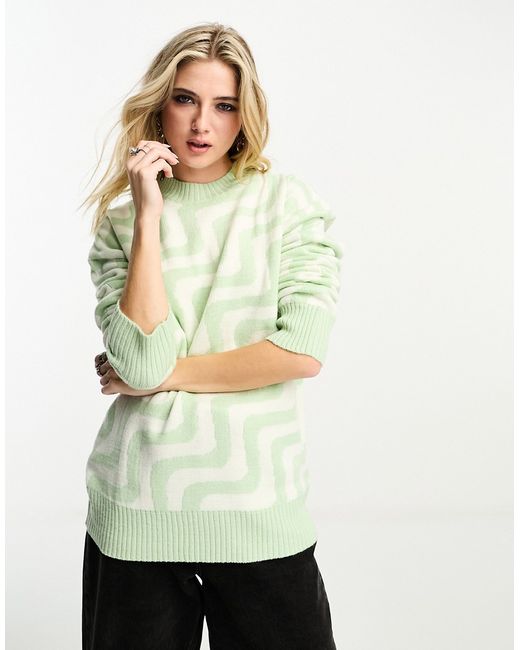 Violet Romance sweater in sage wave print-