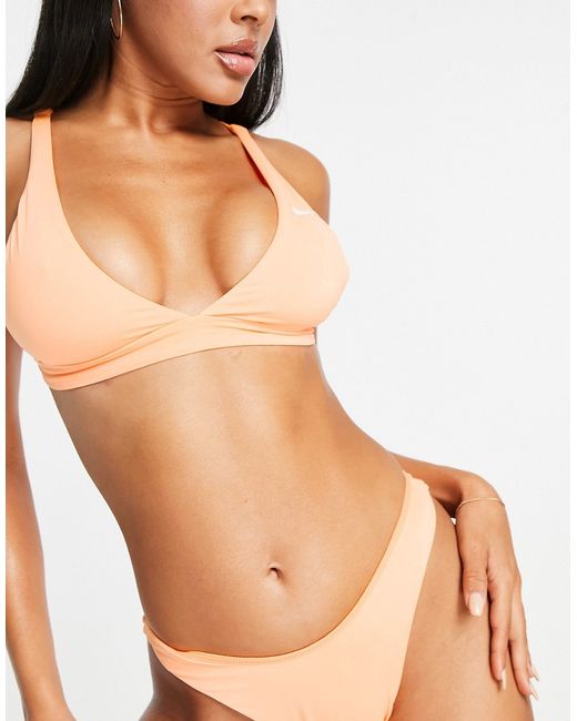 Nike Swimming Essentials bikini top in peach-