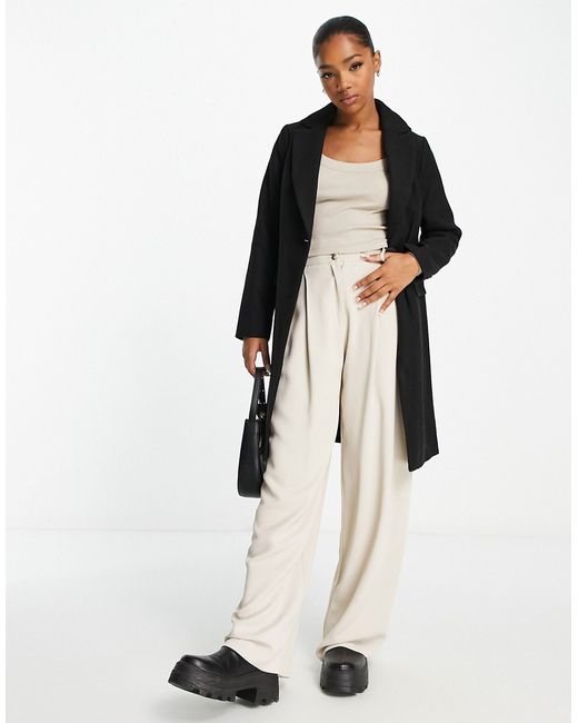 New Look formal lined button front coat in