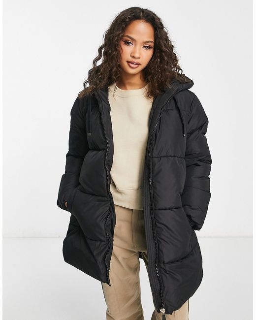 New Look mid length padded puffer coat with hood in