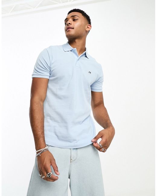 Selected Homme short sleeve polo with logo in light