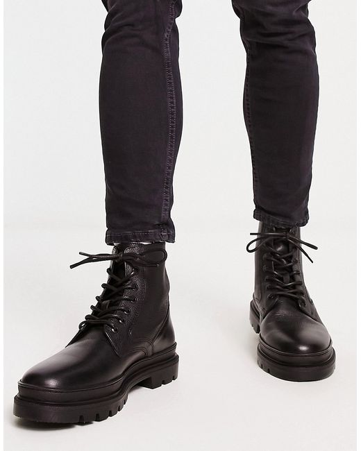 Red Tape chunky sole lace up boots in leather
