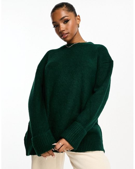 Asos Design wool blend oversized sweater with crew neck in dark