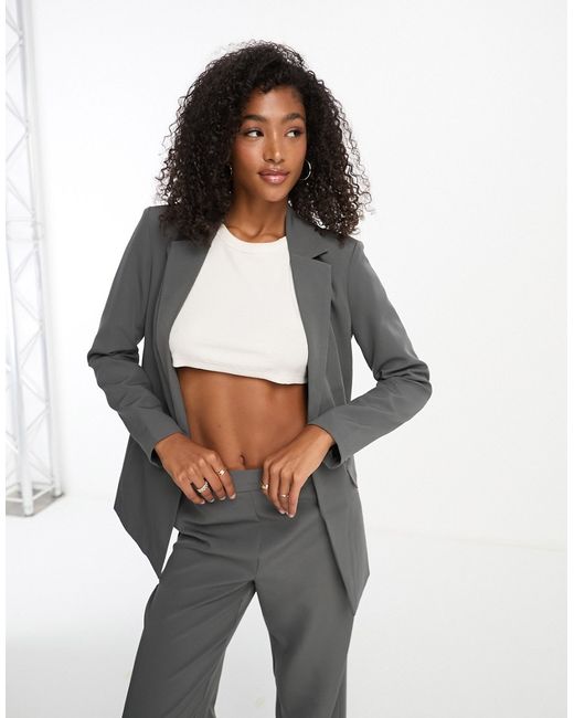 Pieces tailored blazer in charcoal part of a set-