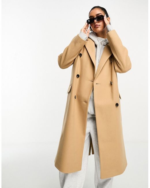 Asos Design mid length dad coat in camel-