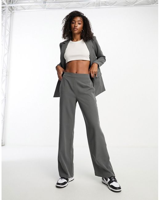 Pieces wide leg pants in charcoal part of a set-
