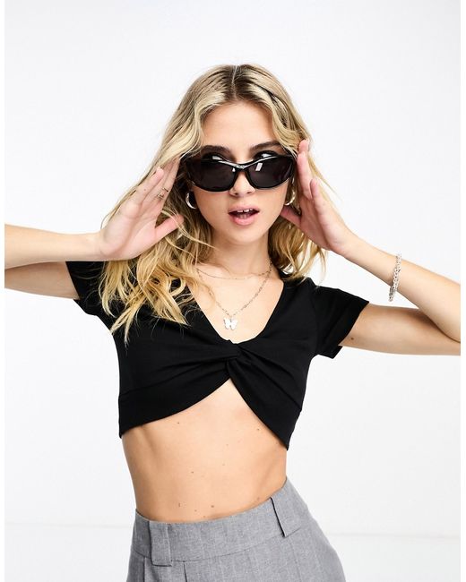 Noisy May knot front crop top in