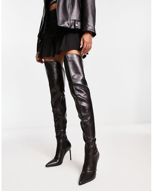 Asos Design Kayla heeled thigh high boots in