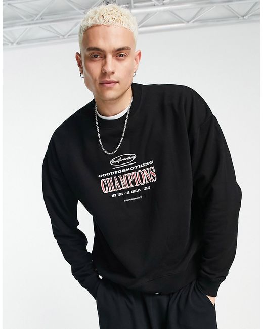 Good For Nothing oversized sweatshirt in with champions print