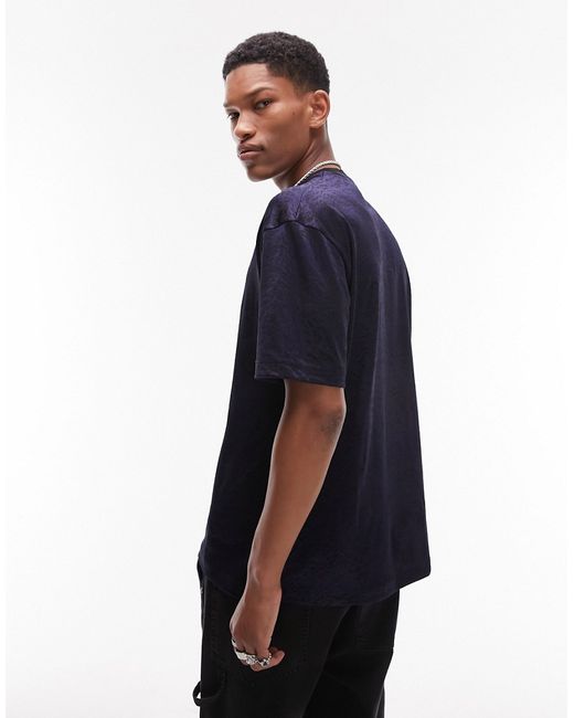 Topman oversized fit T-shirt with leopard jacquard in