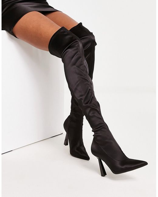 Asos Design Krista heeled sock boots in satin