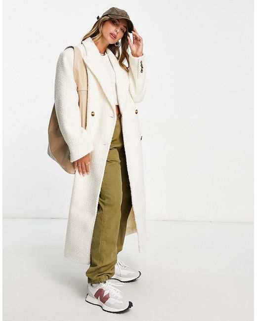 Asos Design boucle chuck on coat in cream-