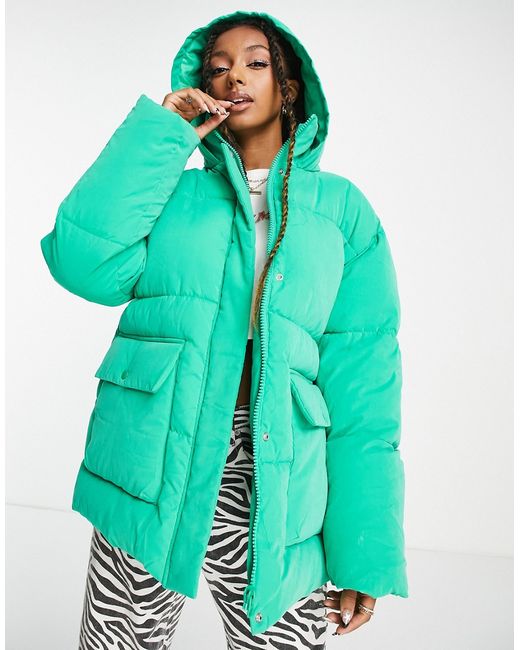 Asos Design peached puffer jacket in