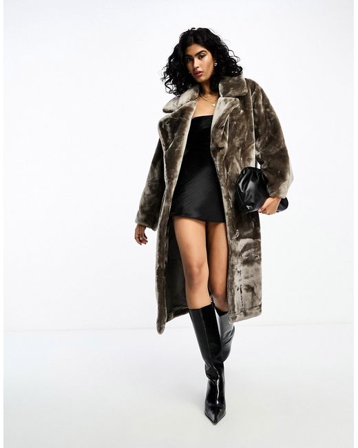 Asos Design oversized faux fur maxi coat in