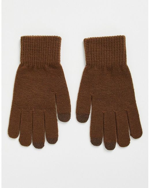 Asos Design touch screen gloves in polyester chocolate-