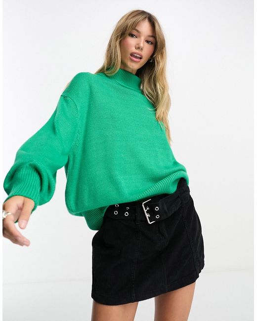 Asos Design roll neck sweater with volume sleeve in