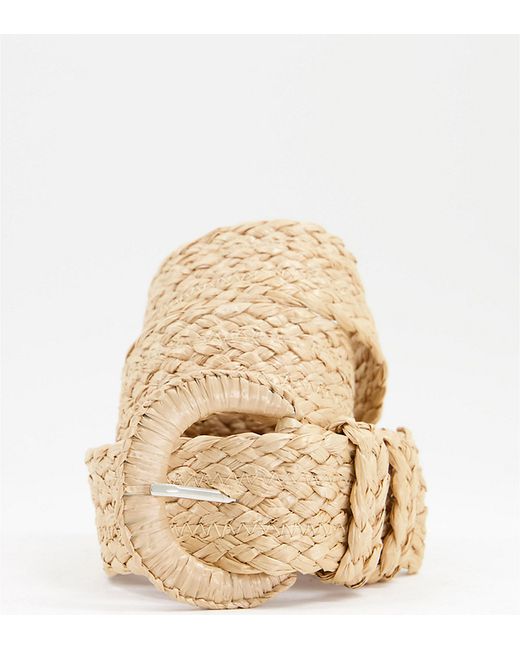 My Accessories Curve My Accessories London Curve woven waist and hip belt in straw-