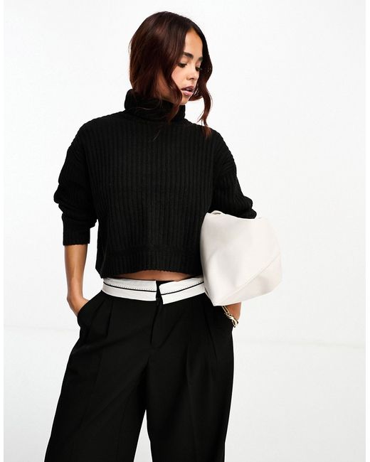 Asos Design boxy sweater in rib with roll neck