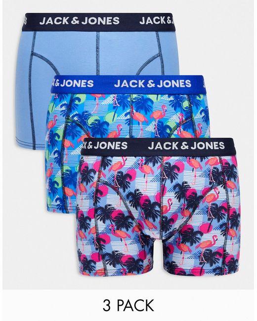 Jack & Jones 3 pack briefs in flamingo print