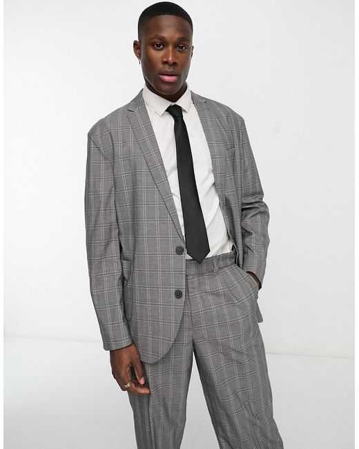 New Look relaxed suit jacket in heritage plaid