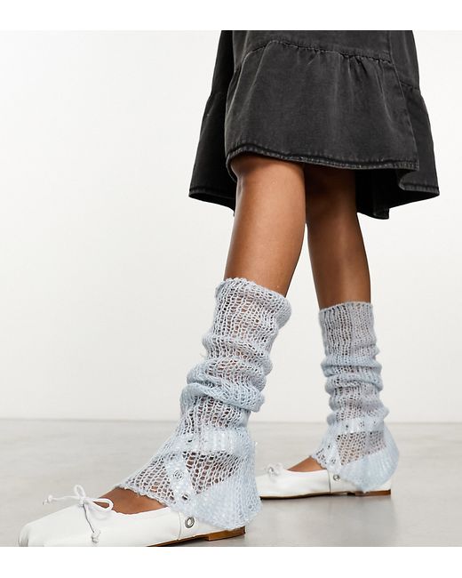 Collusion open stitch knit leg warmers in light