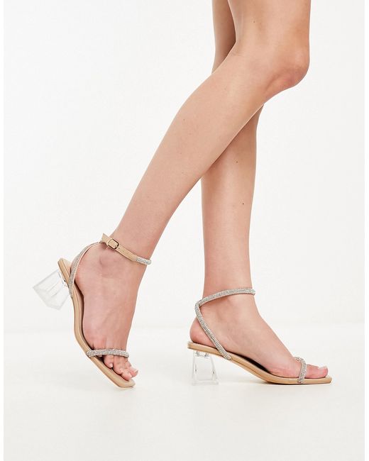 Public Desire embellished strap heels in clear-