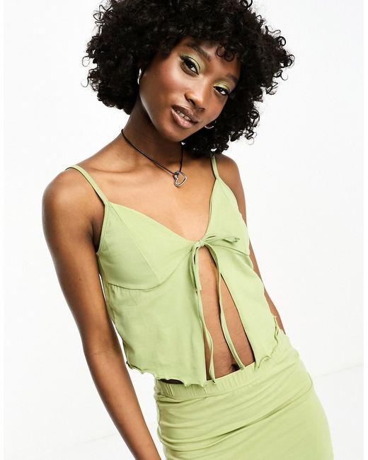 Noisy May split front cami top in sage part of a set-