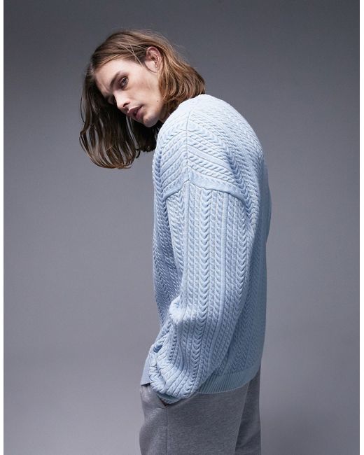 Topman overdye cable sweater in