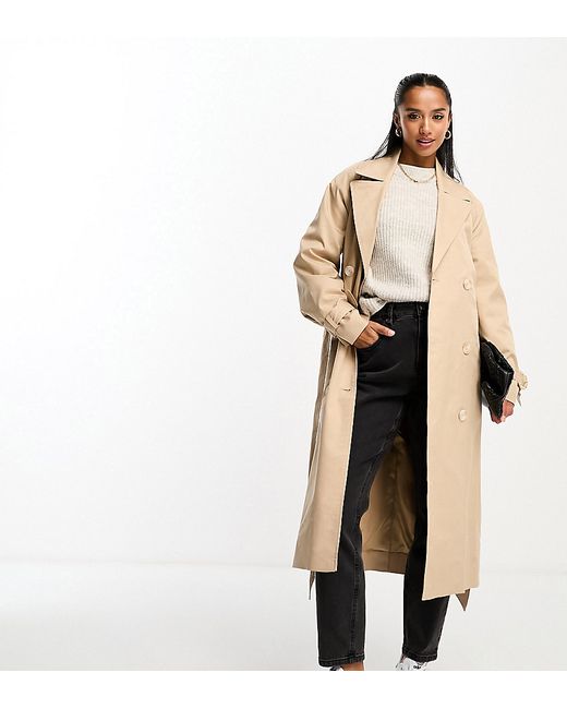 Ever New Petite belted trench midi coat in camel-
