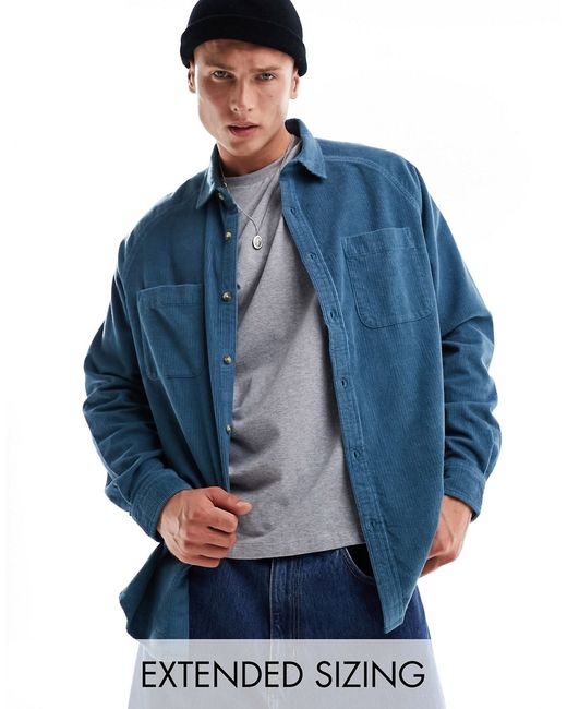 Asos Design 90s oversized raglan sleeve cord shirt in
