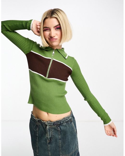 Daisy Street collar detail rib 90s sweater in