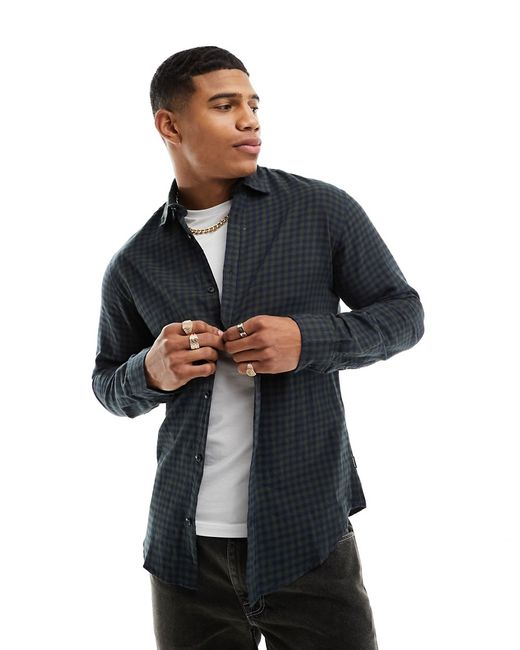 Jack & Jones Essentials check shirt in green and blue-