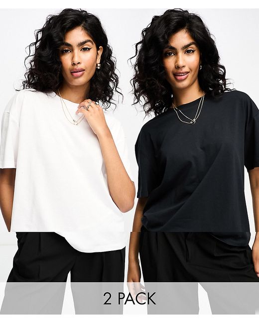 Asos Design oversized T-shirt in 2 pack black white-