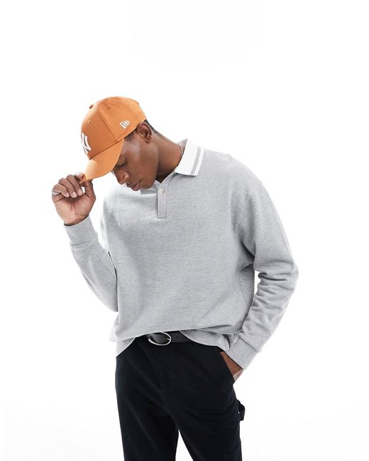 Asos Design oversized rugby polo sweatshirt with tipping in