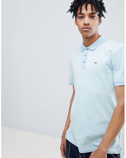 Tommy Jeans Summer Oxford Polo Flag Logo in Light