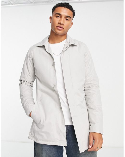 French Connection lined funnel neck trench jacket in stone-