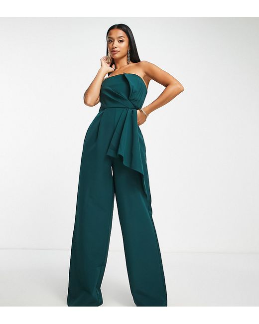 Forever New Petite Ever New Petite bandeau bow drape jumpsuit in emerald-