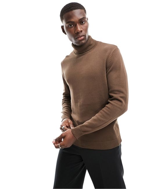 Asos Design midweight knitted roll neck sweater in