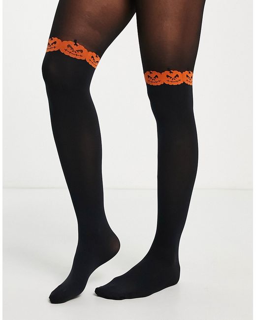 Pretty Polly over-the-knee pumpkin tights in