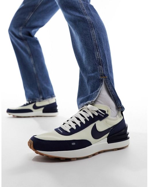 Nike Waffle One SE sneakers in stone and navy-