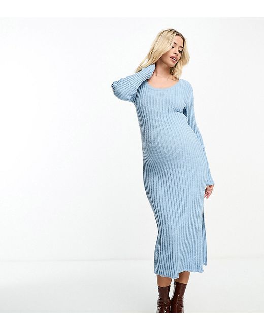 ASOS Maternity DESIGN Maternity square neck knitted midi dress in textured yarn