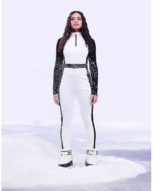 Asos 4505 ski suit all in one with mono contrast detail-