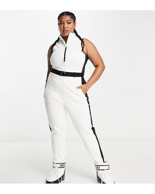 Asos 4505 curve ski suit all-in-one with mono contrast detail-
