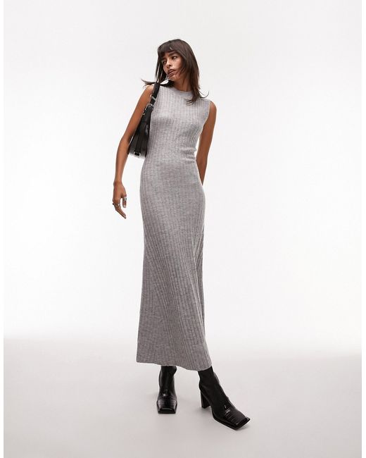 TopShop knitted sleeveless midi dress in