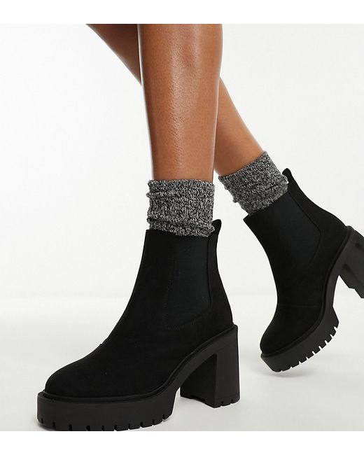 Asos Design Wide Fit Elma heeled chunky chelsea boots in